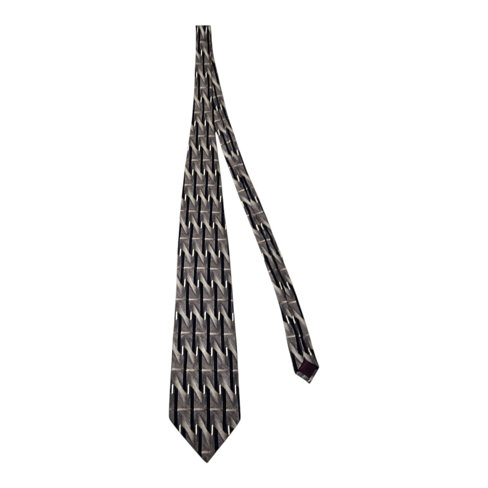 Magic KApok Men's Tie Gray Black Geometric Design 100% Silk